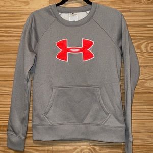 WOMENS UNDER ARMOUR CREW NECK SWEATSHIRT WITH HOODIE POCKET SIZE SMALL